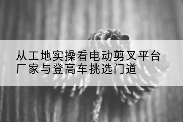 和平区电动剪叉升降平台厂家-从工地实操看电动剪叉平台厂家与登高车挑选门道